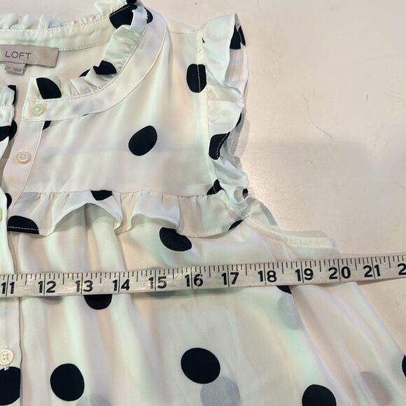 LOFT White and Black Polka Dot Blouse - Picture 6 of 8